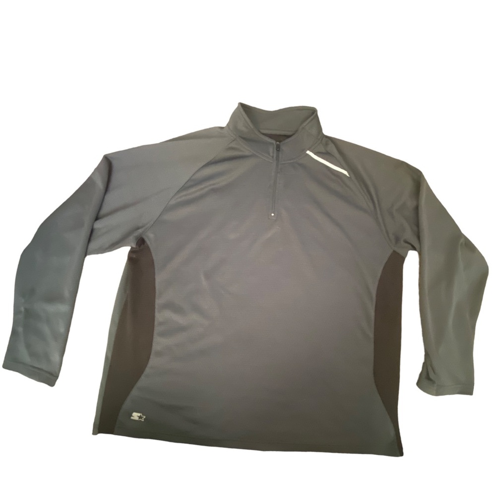 Starter | Mens Dri-Star Gray Long Sleeve 1/4 Zipper Pullover Shirt Size XL